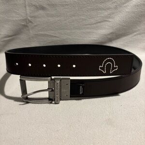 True Religion Mens Brown Belt with Silver tone Buckle size 40